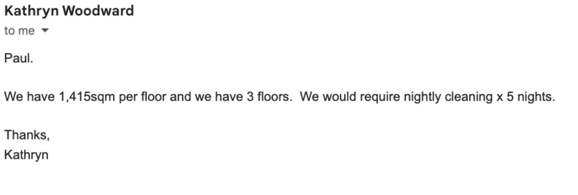 Quote reply from Workplace Experience Manager