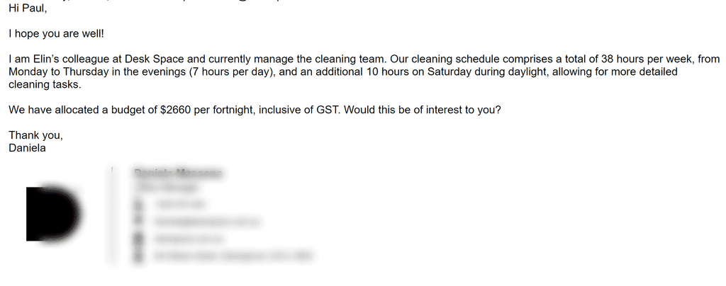 Quote reply from Office Manager