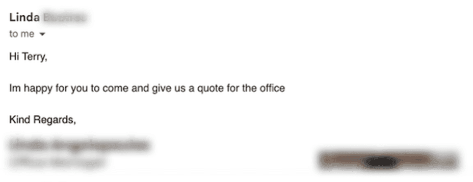 Quote reply from Office Manager