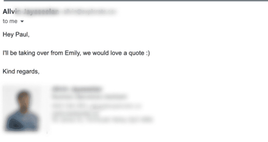 Quote reply from Business Manager